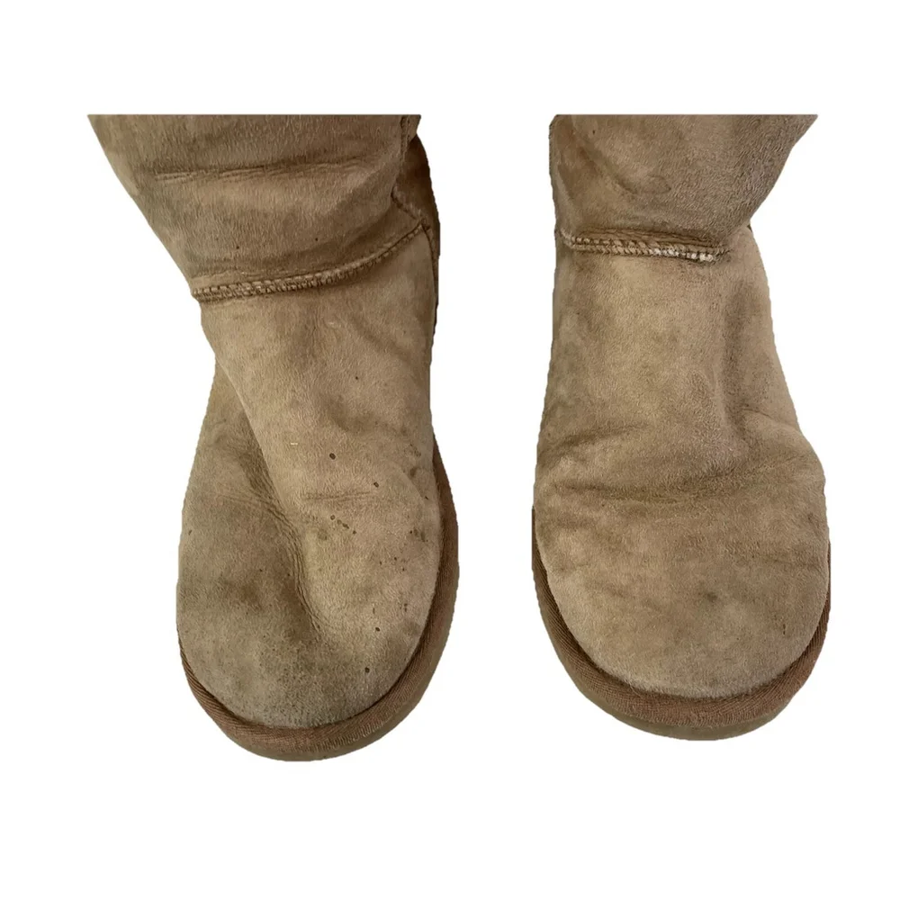UGG Boots Women's Sz 9 Chestnut Brown Sheepskin Genuine Leather Mid Calf #3178